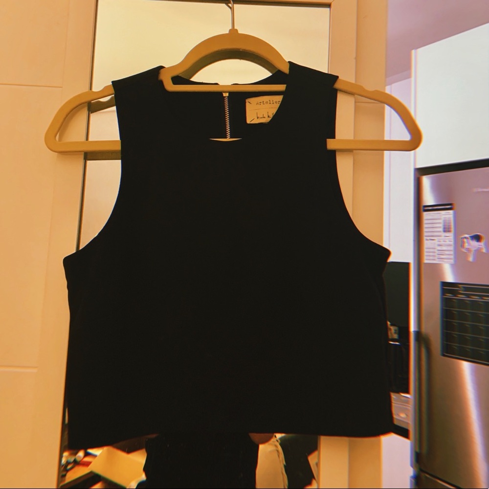 Artelier | Black Suit Crop w/ Gold Zipper Back